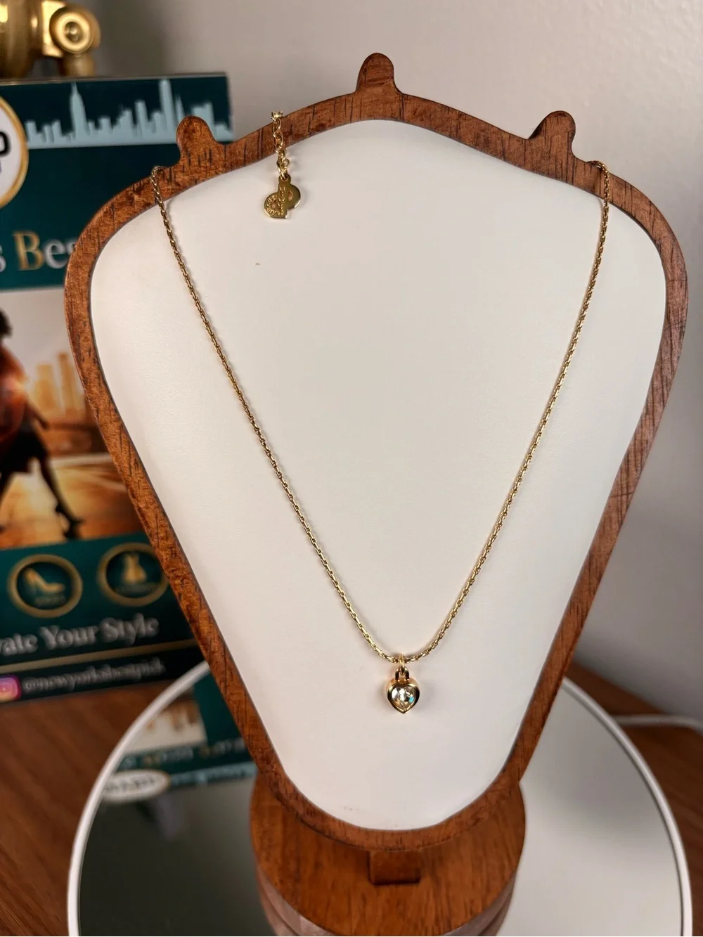 CHRISTIAN DIOR - Vintage CD Gold-Tone Crystal Heart Pendant Necklace